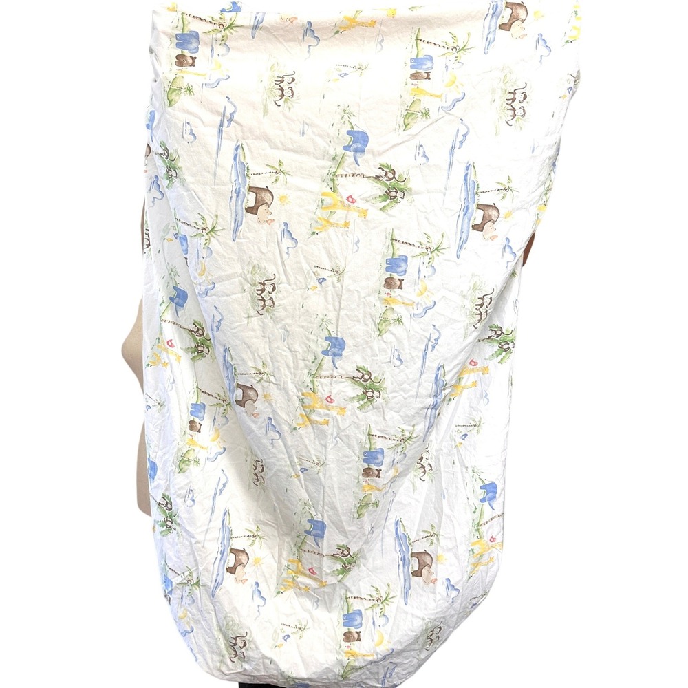 Pottery Barn Safari Animal Fitted Crib Sheet Jungle Friends Organic Cotton 2013 - Picture 3 of 7